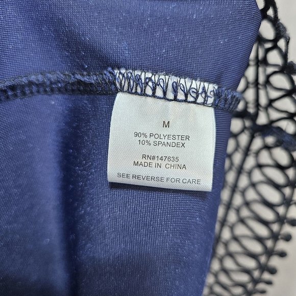 Free Generation LA Womens M Blue Velvet & Black Peekaboo L/S Mockneck Mini Dress - Picture 9 of 9